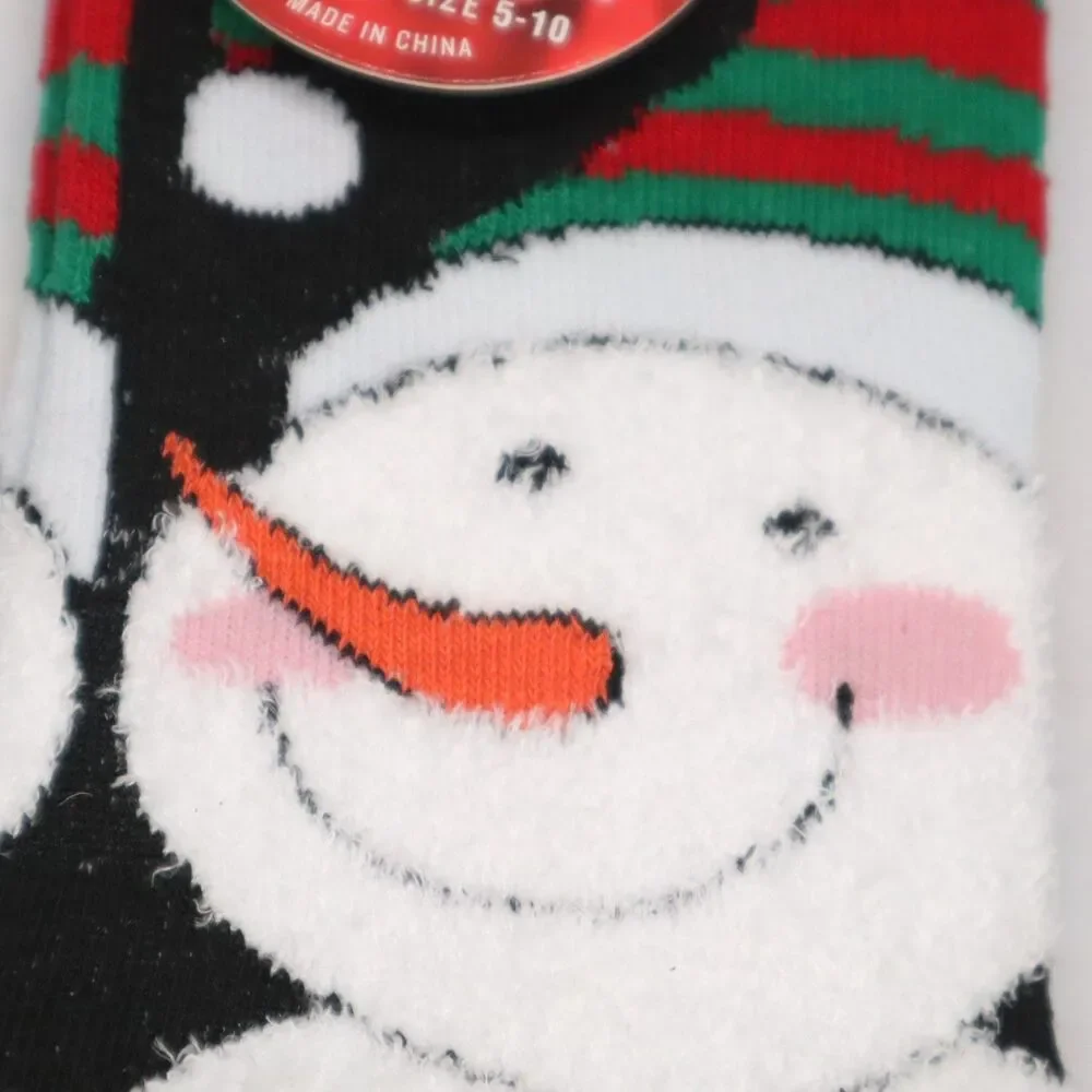 New Christmas Shine Holiday Crew Socks Fits Shoe Size 5-10 Snowman Rainbow